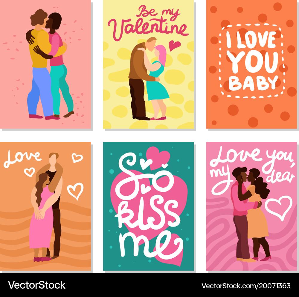 Love hugs vertical cards Royalty Free Vector Image