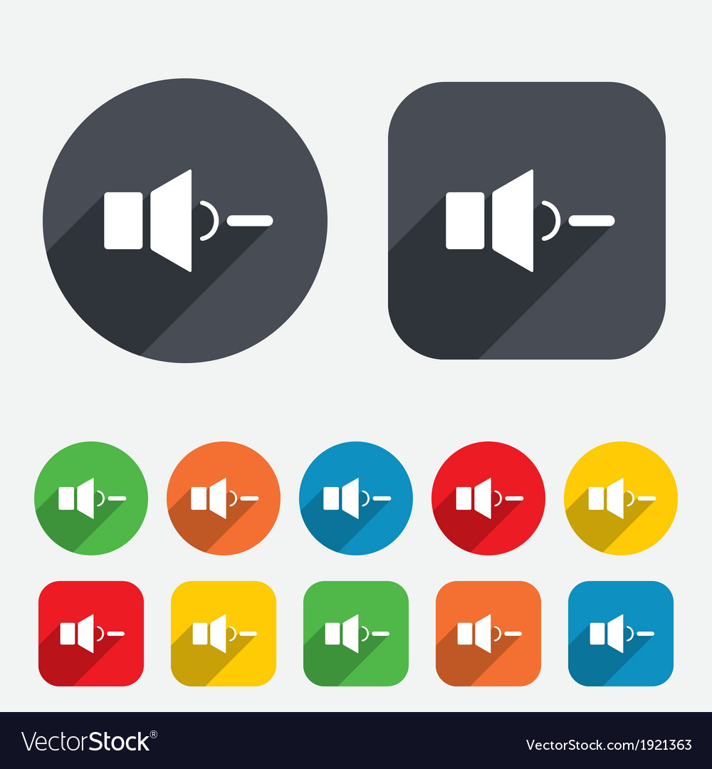 Speaker low volume sign icon sound symbol Vector Image
