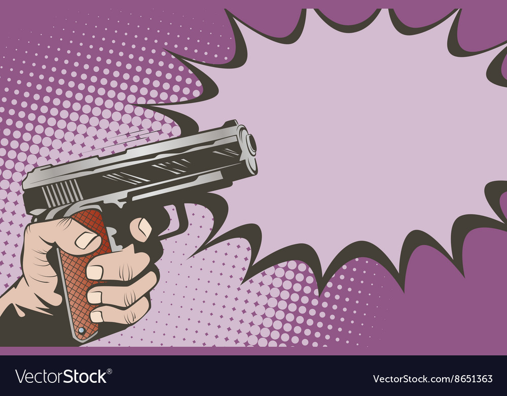 Weapon in hand the style of pop art Royalty Free Vector