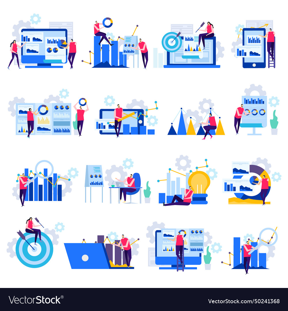 Business Analytics Flat Icons Royalty Free Vector Image