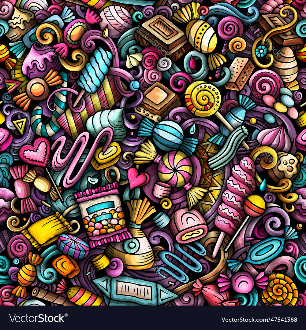 Cartoon doodles candies seamless pattern Vector Image