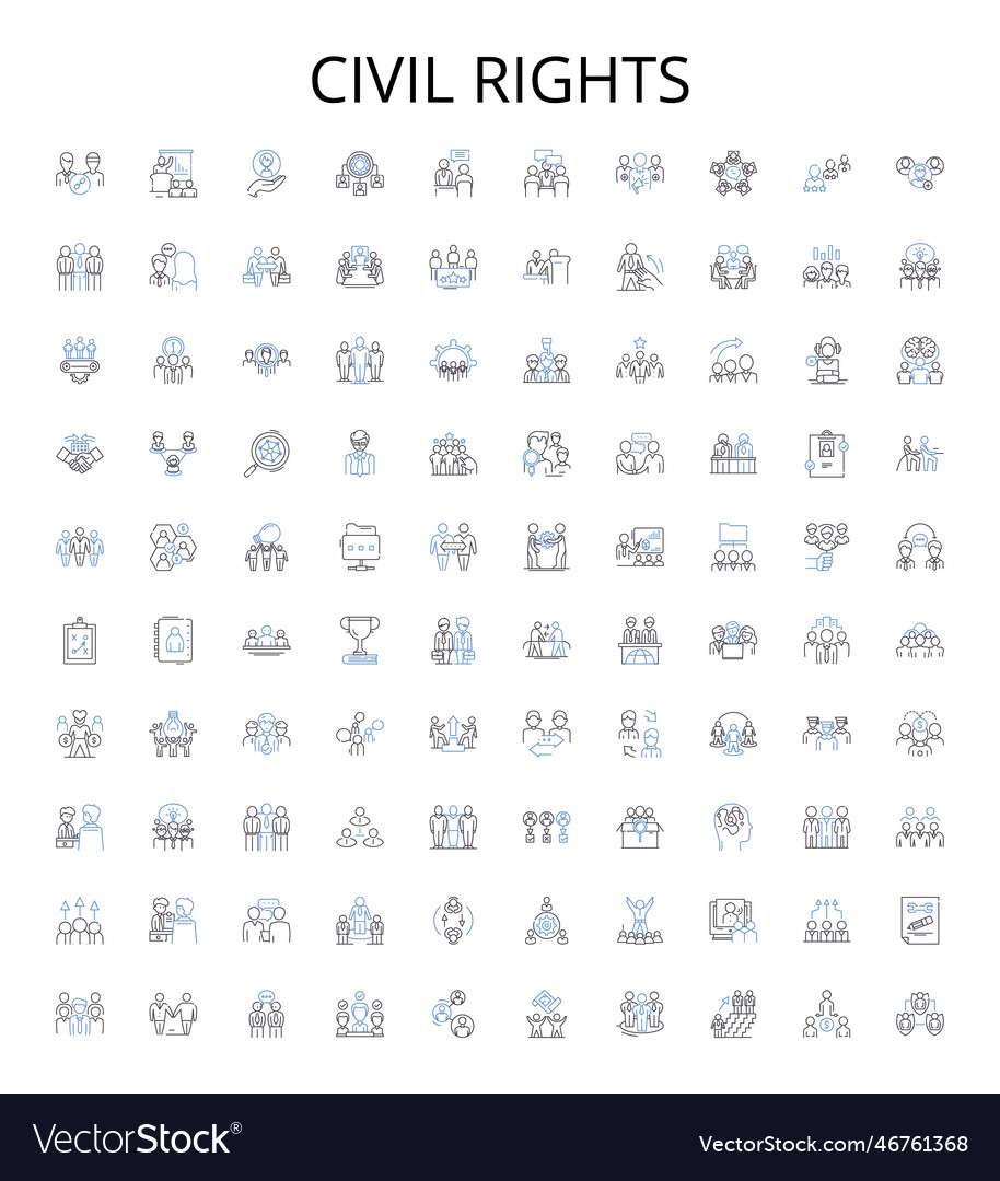 Civil rights outline icons collection Royalty Free Vector