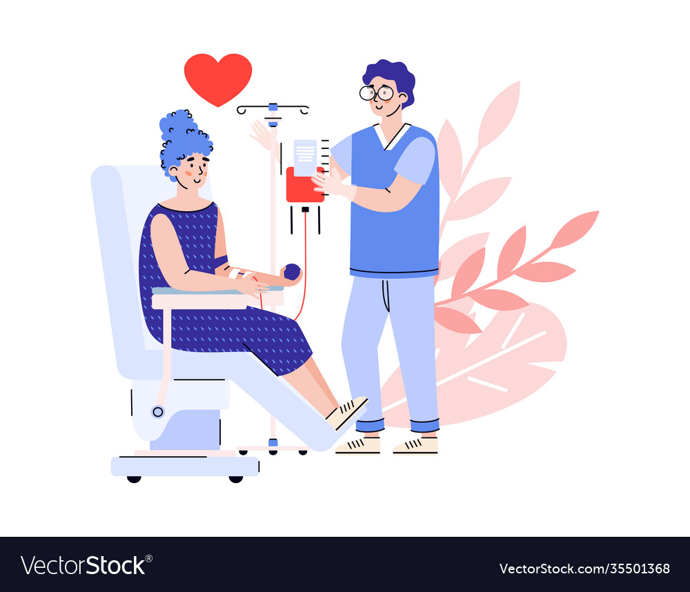 Female donor volunteer donate blood Royalty Free Vector