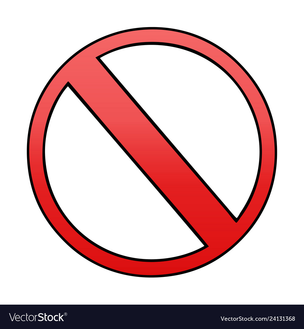 Gradient shaded cartoon not allowed sign Vector Image