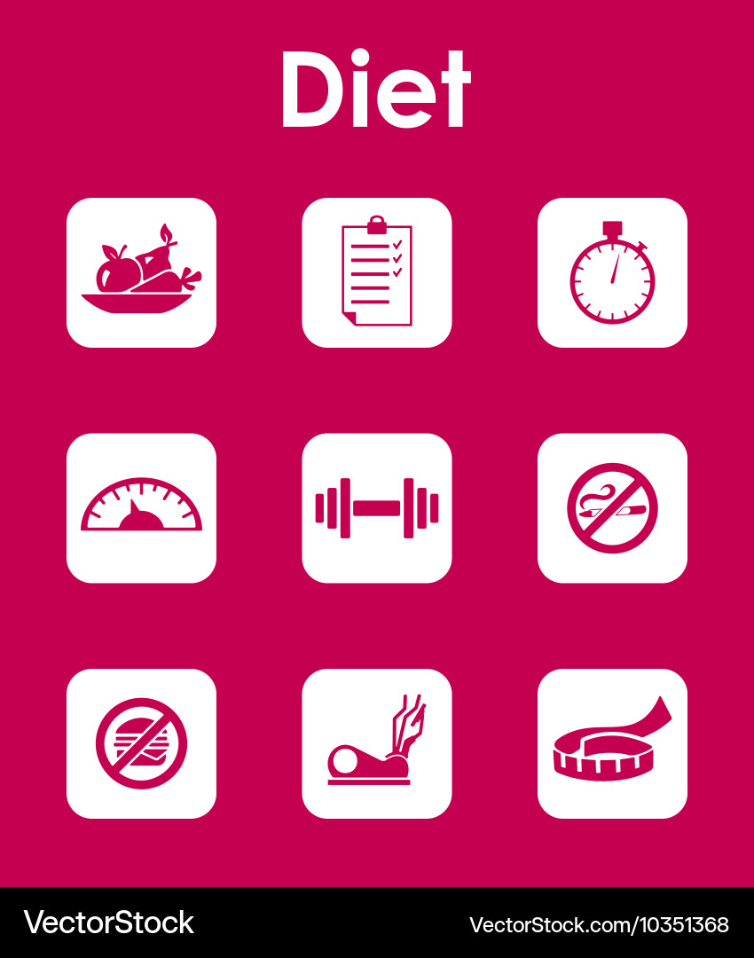 Set of diet simple icons Royalty Free Vector Image