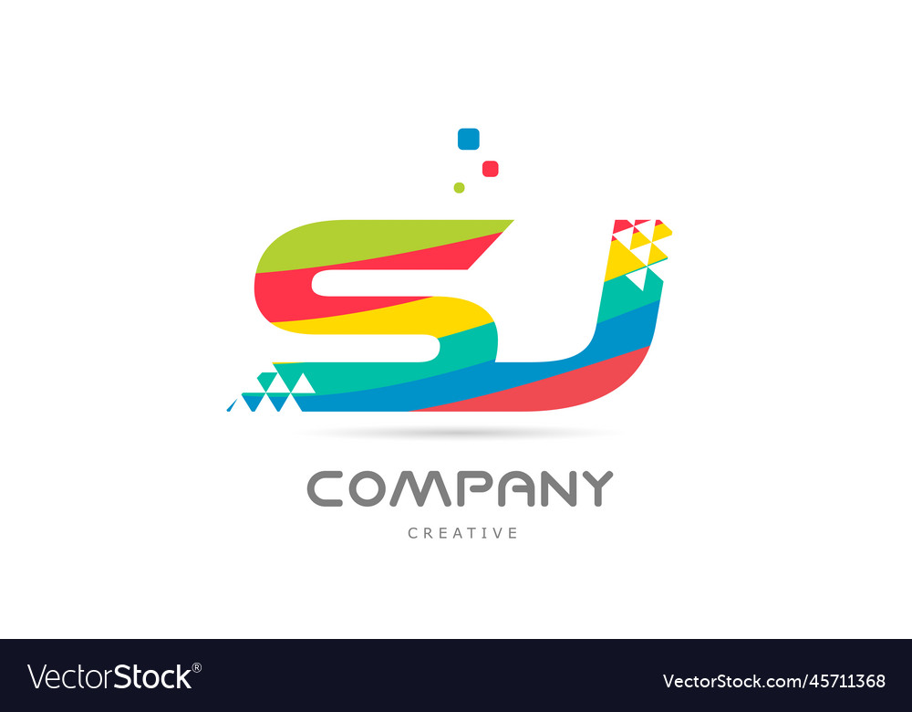 Sm combination colorful alphabet letter logo icon Vector Image