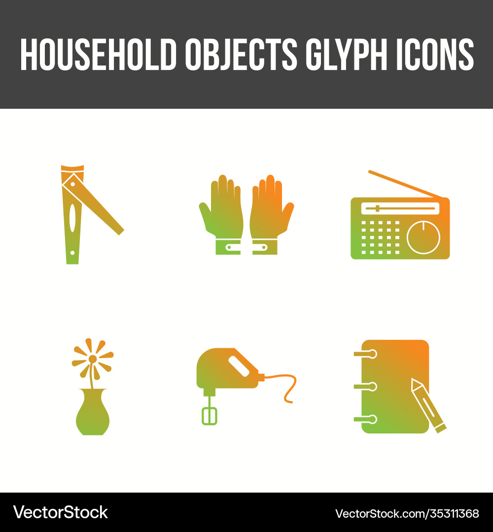 Unique household objects icon set Royalty Free Vector Image