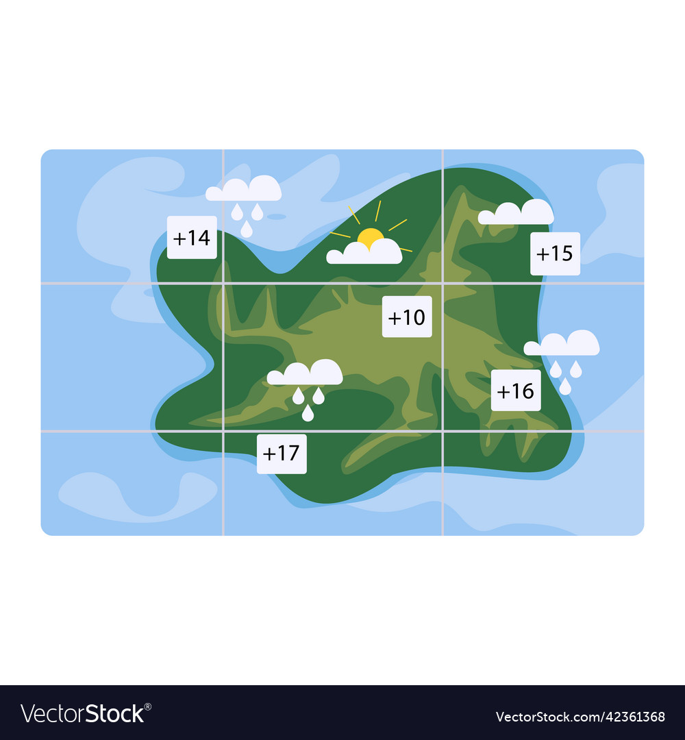 Weather forecast map semi flat color object Vector Image