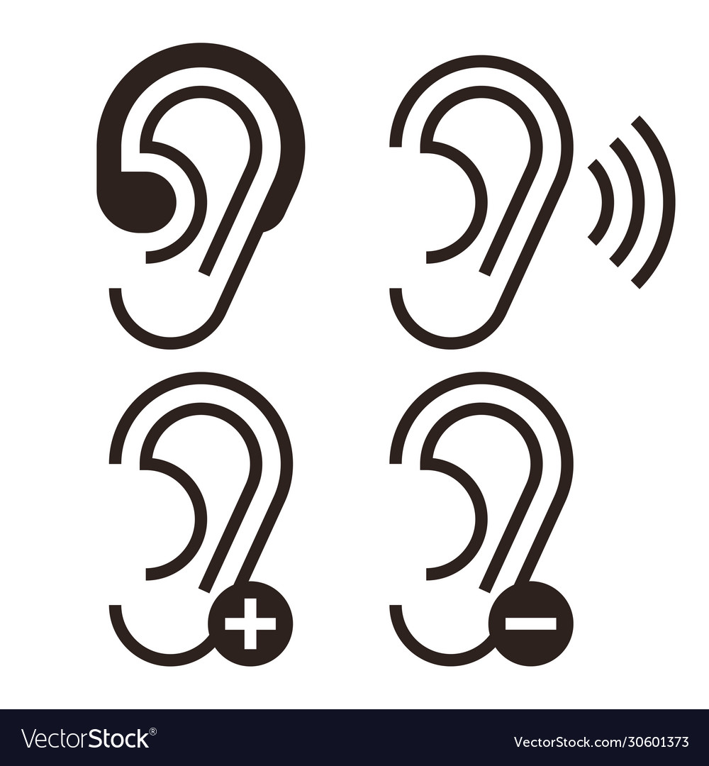 Ear icons hearing problem set Royalty Free Vector Image