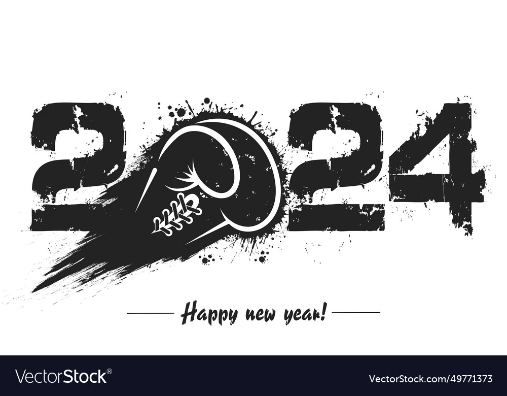 Happy new year 2024 and boxing glove Royalty Free Vector