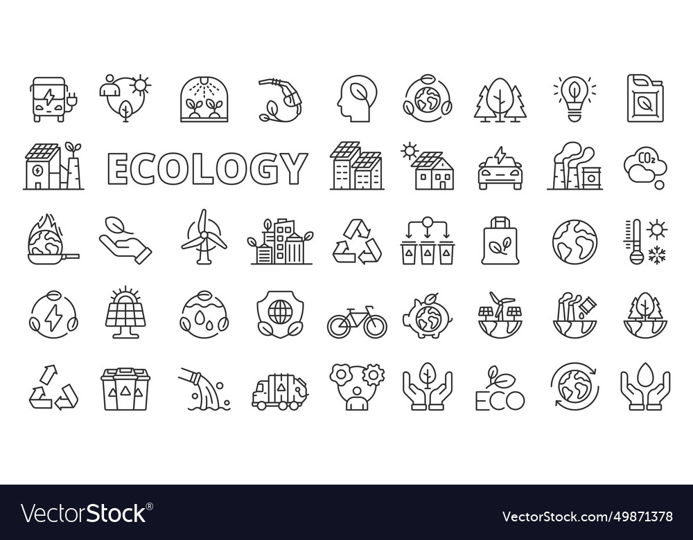 Ecology icons in line design environment green Vector Image