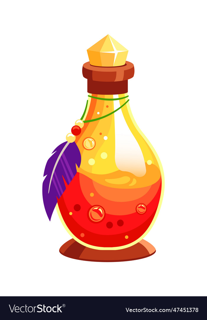 Game potion vessel with feather Royalty Free Vector Image