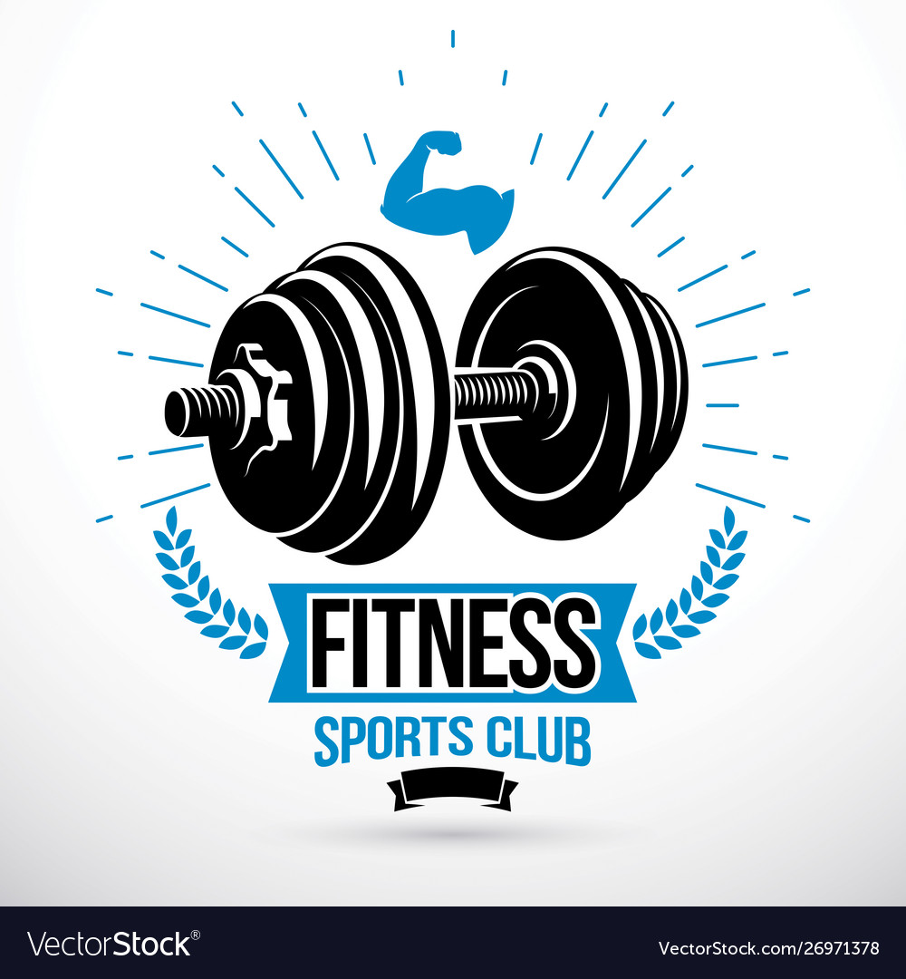 Graphic sign composed using weight disc dumbbell Vector Image