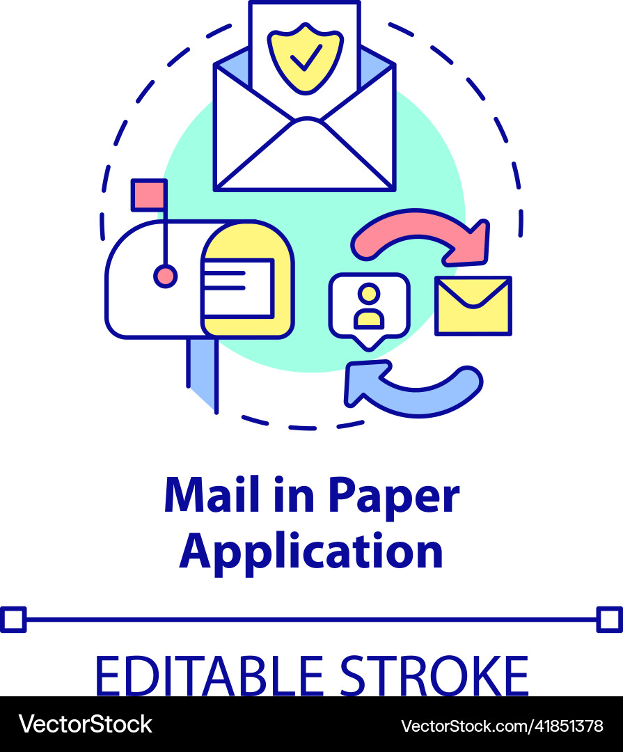 Mail in paper application concept icon Royalty Free Vector