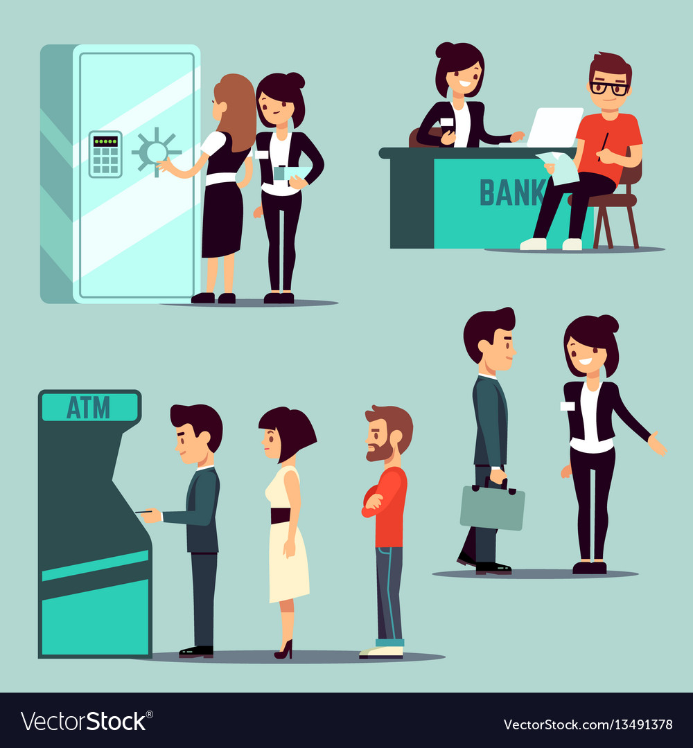 people-in-bank-banking-service-royalty-free-vector-image