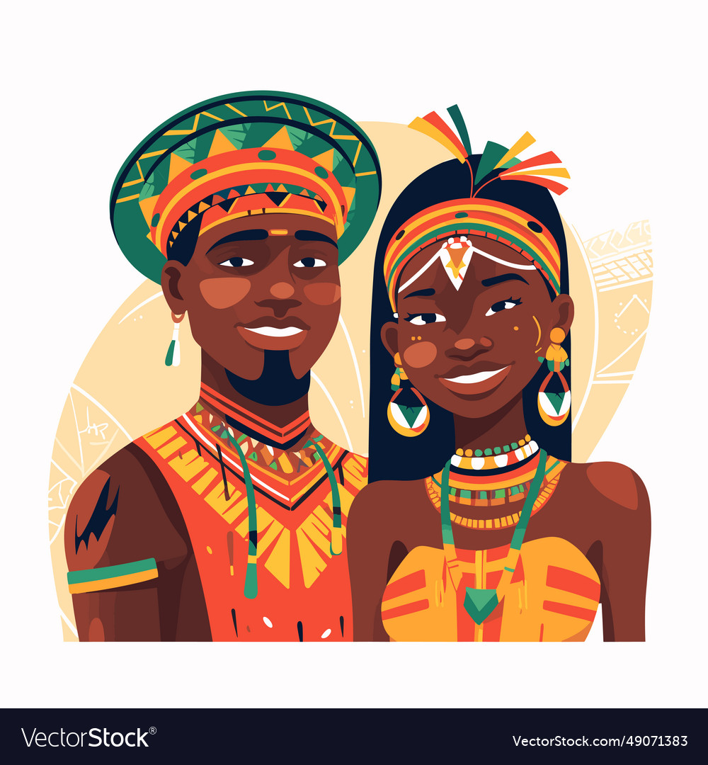 African couple hand-drawn comic Royalty Free Vector Image