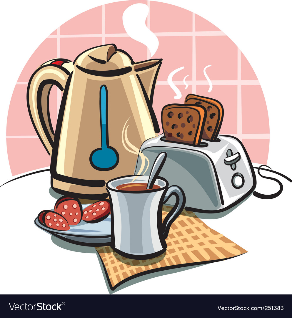 Breakfast with toast Royalty Free Vector Image