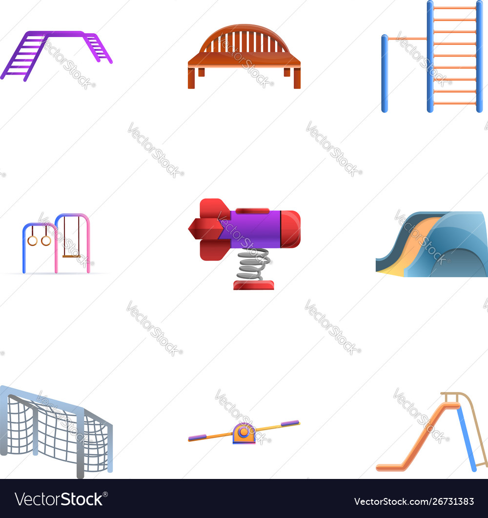 Park playground icon set cartoon style Royalty Free Vector