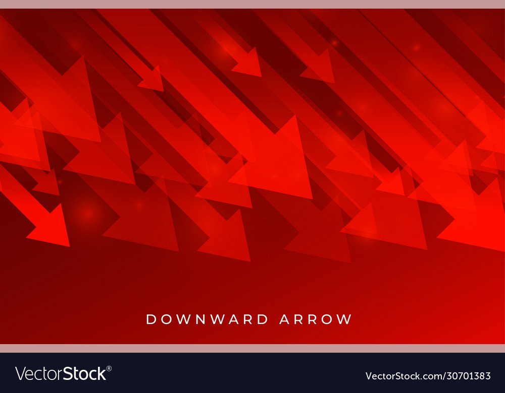 Red business downfall arrow showing downward trend