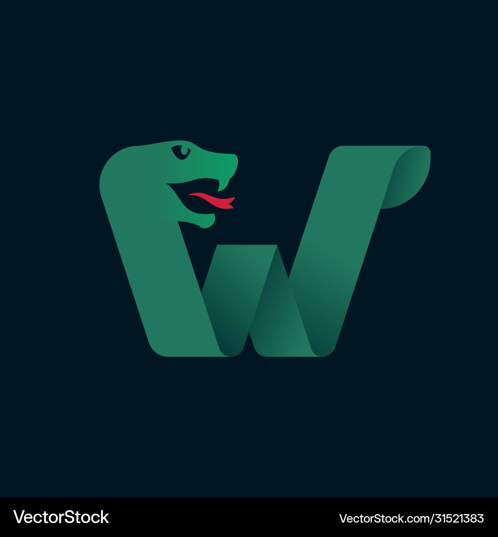W letter logo with snake head silhouette Vector Image
