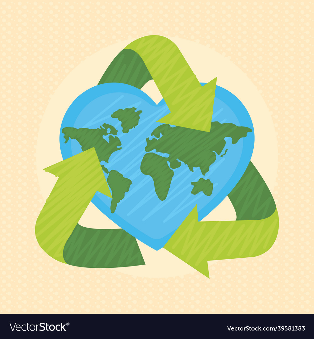 World map with recycle Royalty Free Vector Image