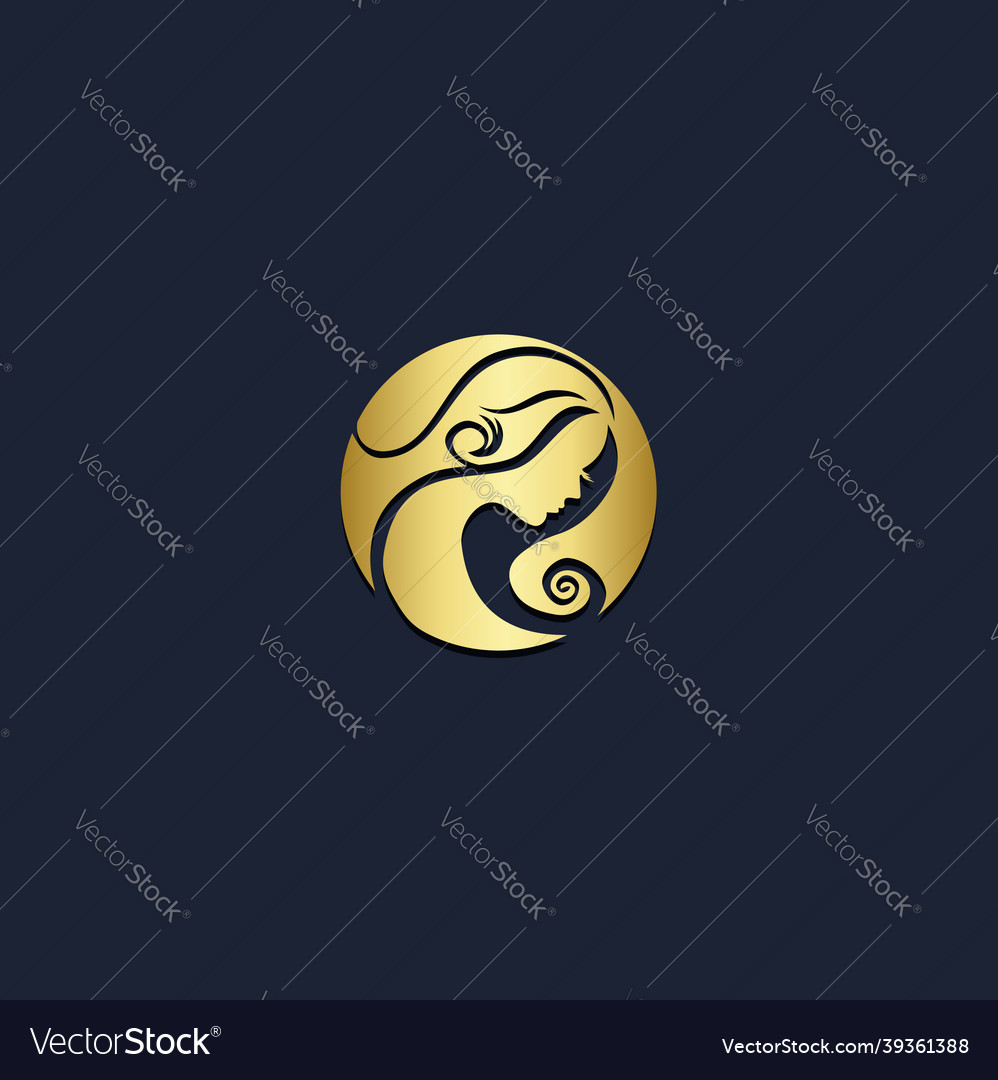 Beauty hair salon gold logo Royalty Free Vector Image