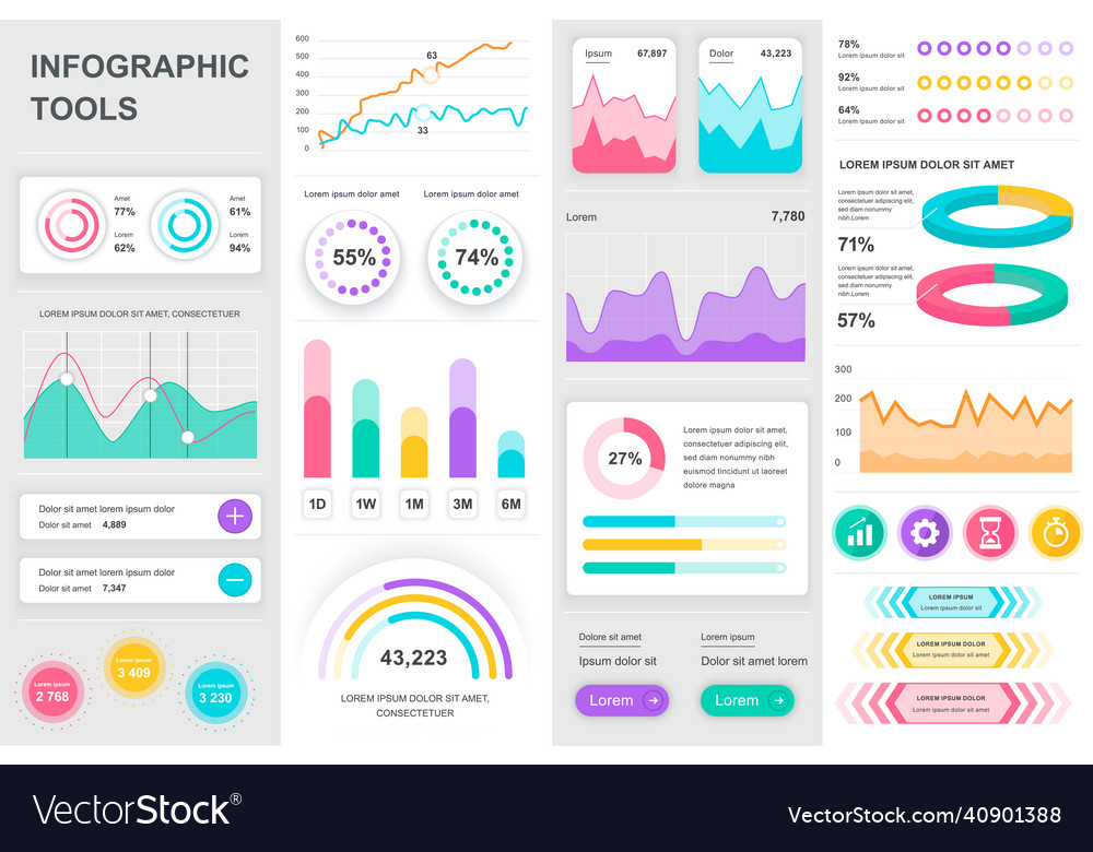 Bundle infographic ui ux kit elements Royalty Free Vector