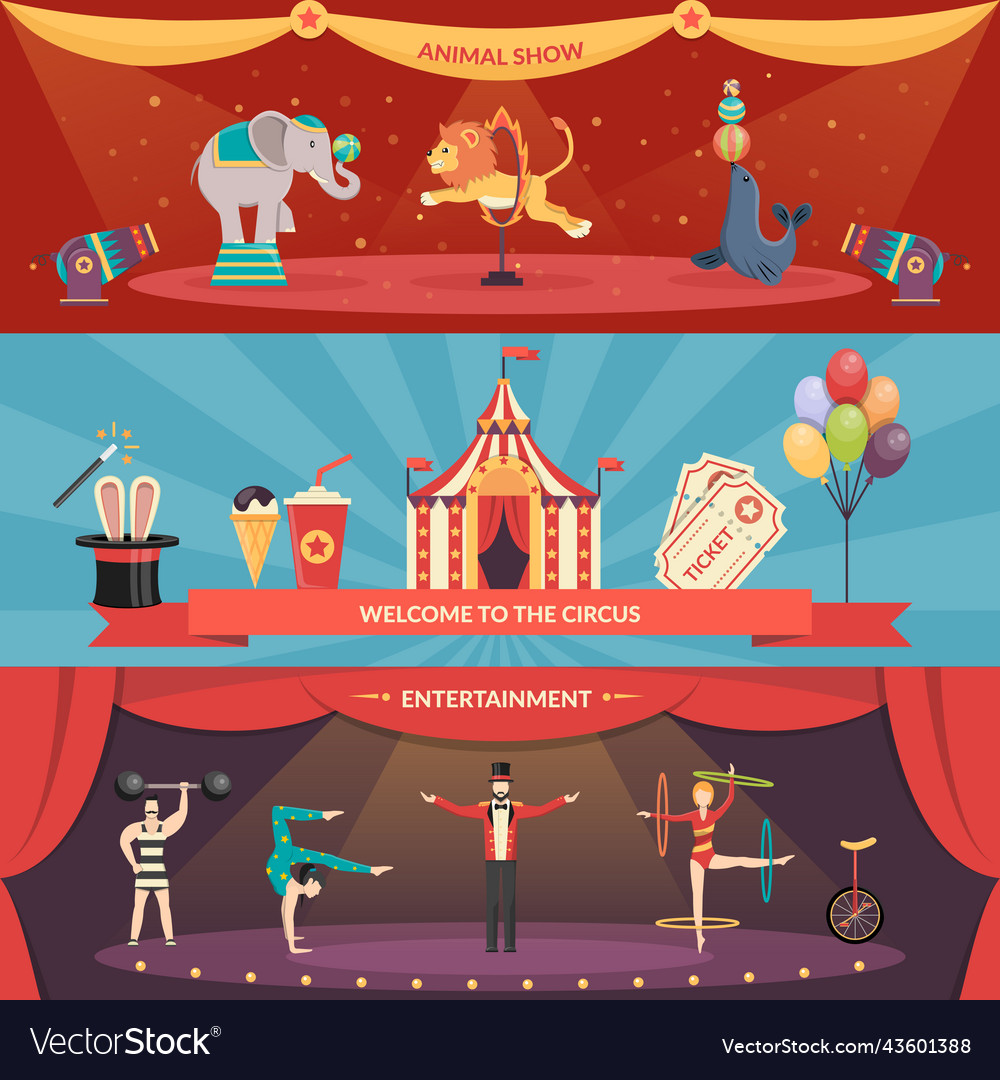 Circus performance horizontal banners Royalty Free Vector