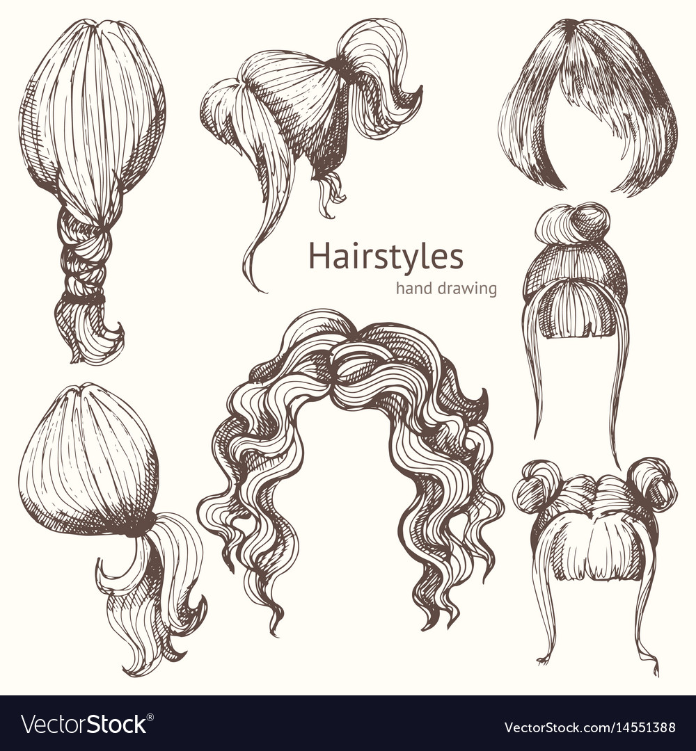 Hairstyles Set Hand Drawing