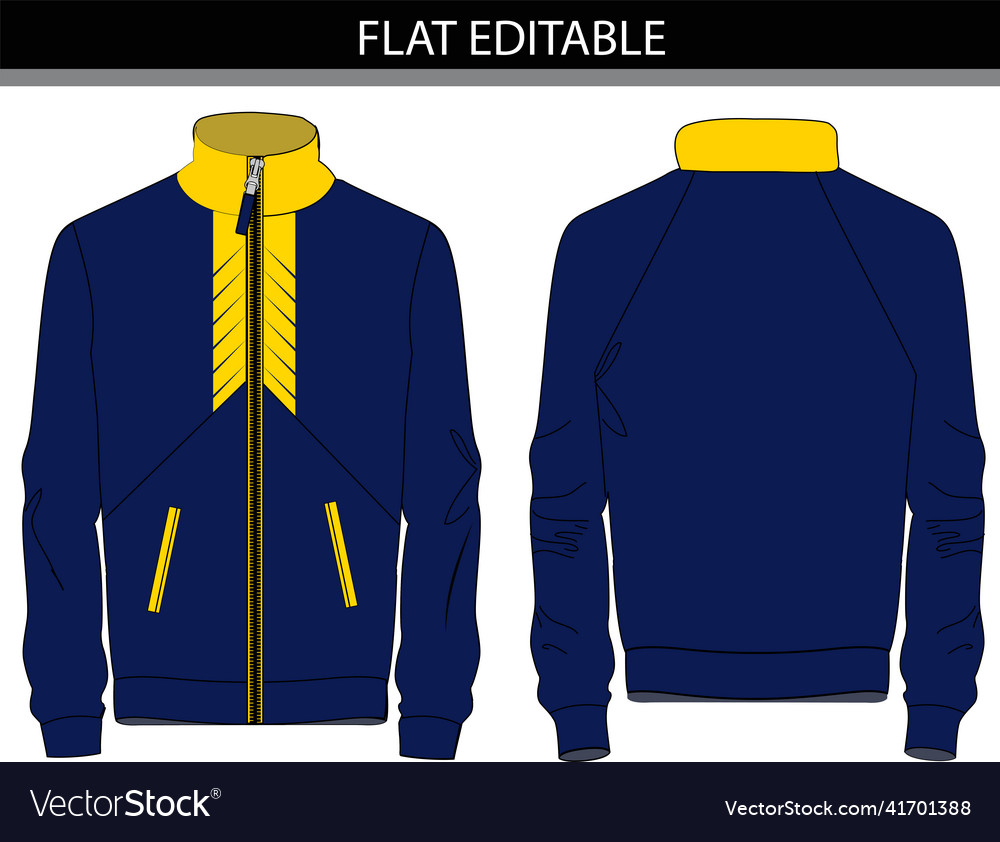 Jacket flat sketch template file Royalty Free Vector Image