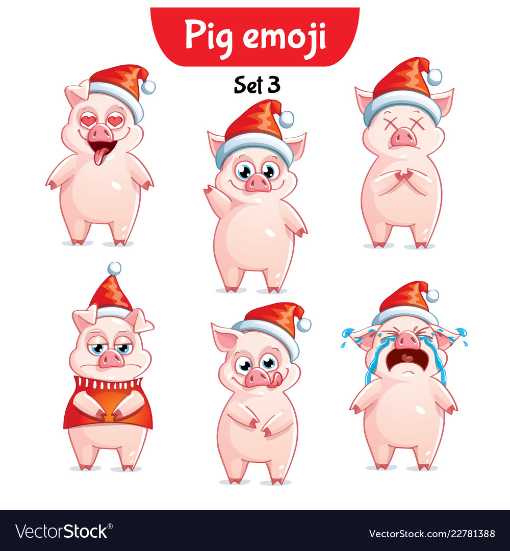 set of christmas pig characters set 3 royalty free vector