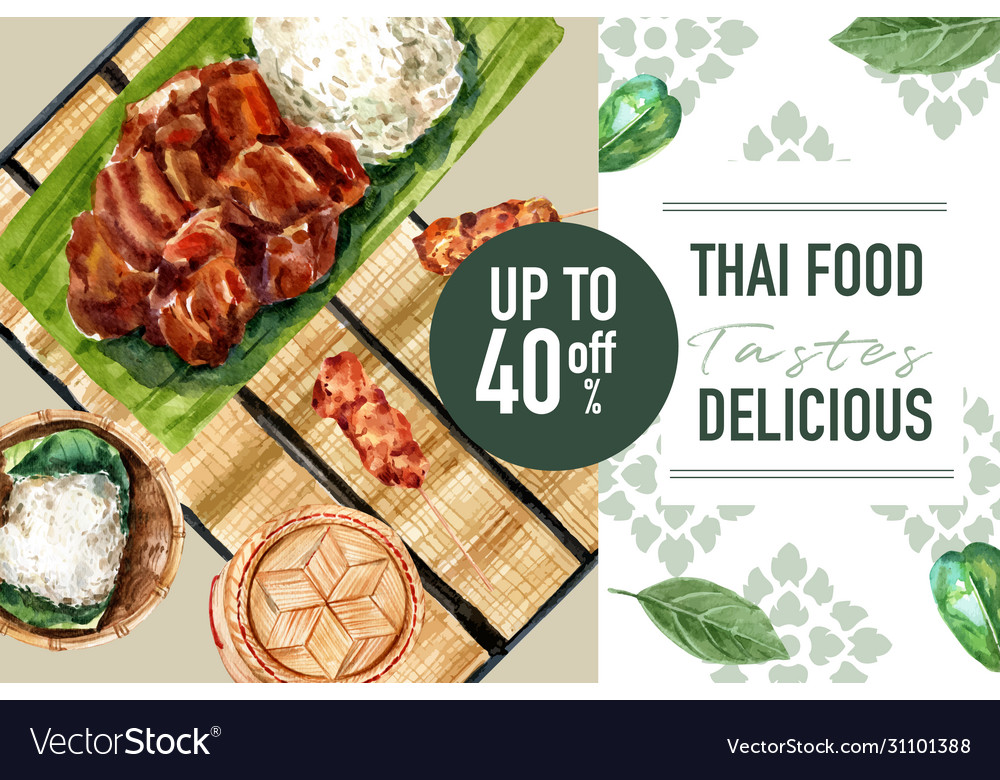 Thai food social media design with grilled pork