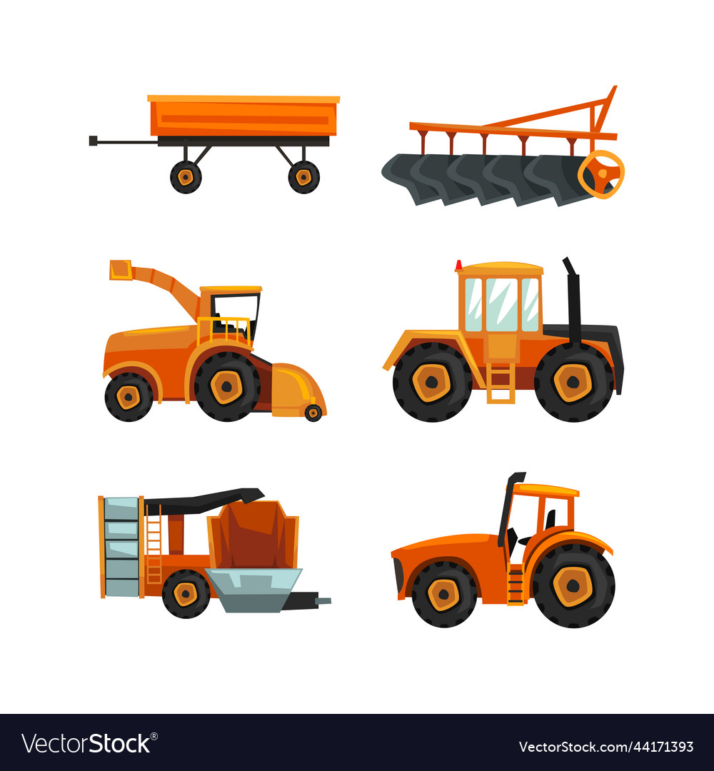 Agricultural machinery set farmer Royalty Free Vector Image