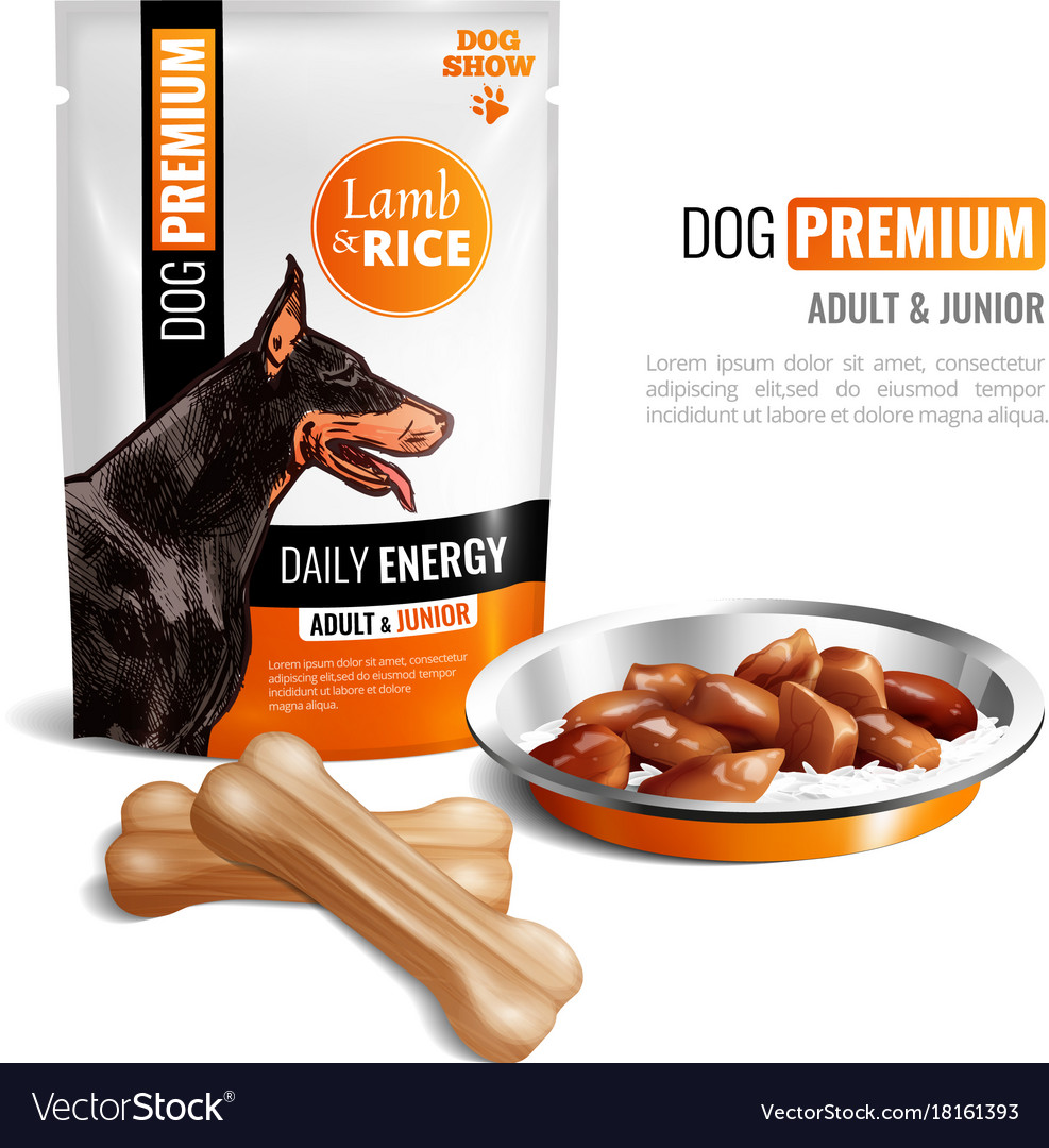 Dog food poster Royalty Free Vector Image - VectorStock