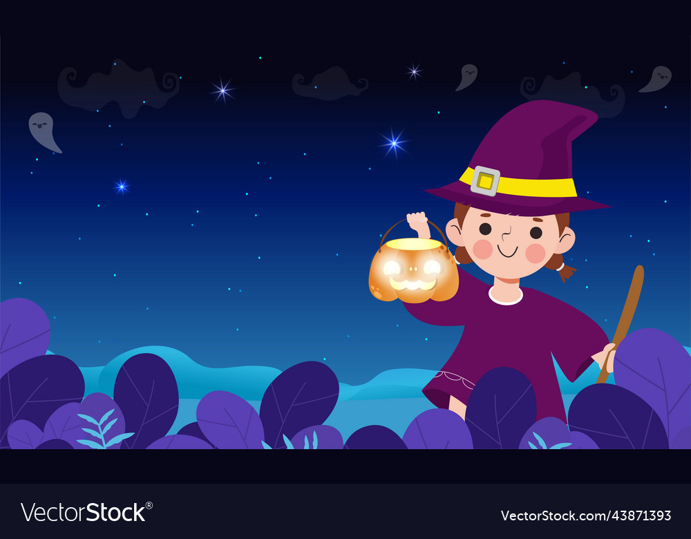 Happy halloween trick or treat witch and fun party