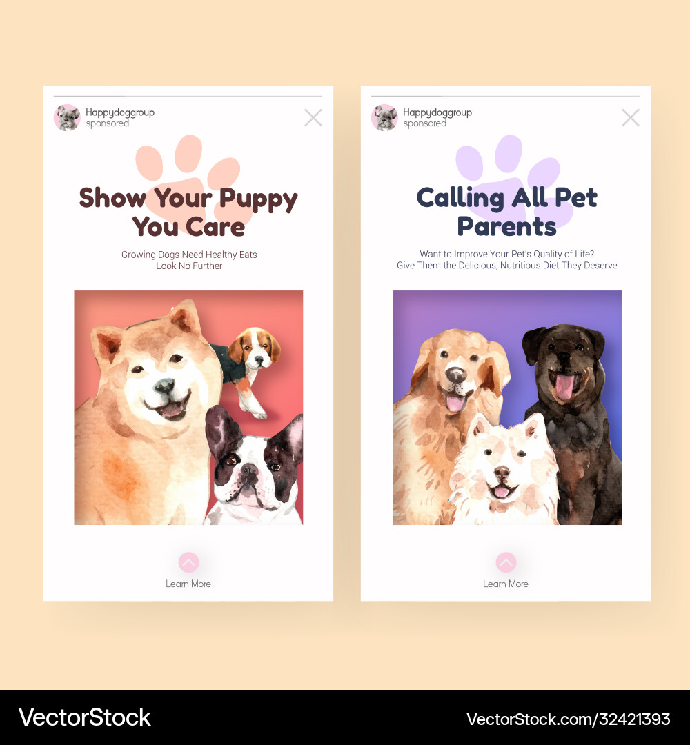 Instagram template with dogs design for social Vector Image