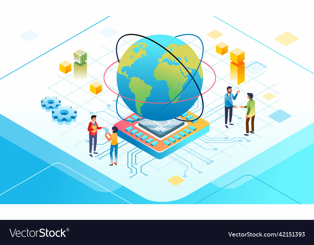 Isometric of data communication and internet Vector Image