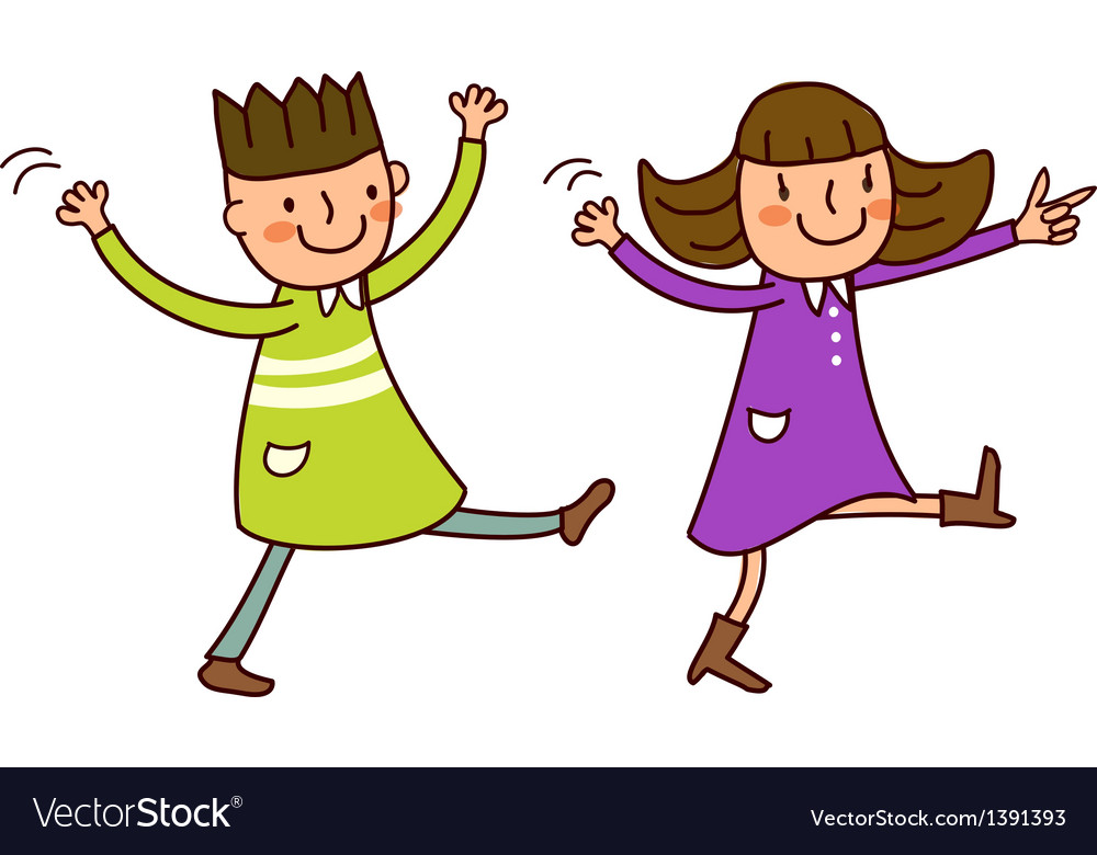 Portrait boy and girl dancing Royalty Free Vector Image