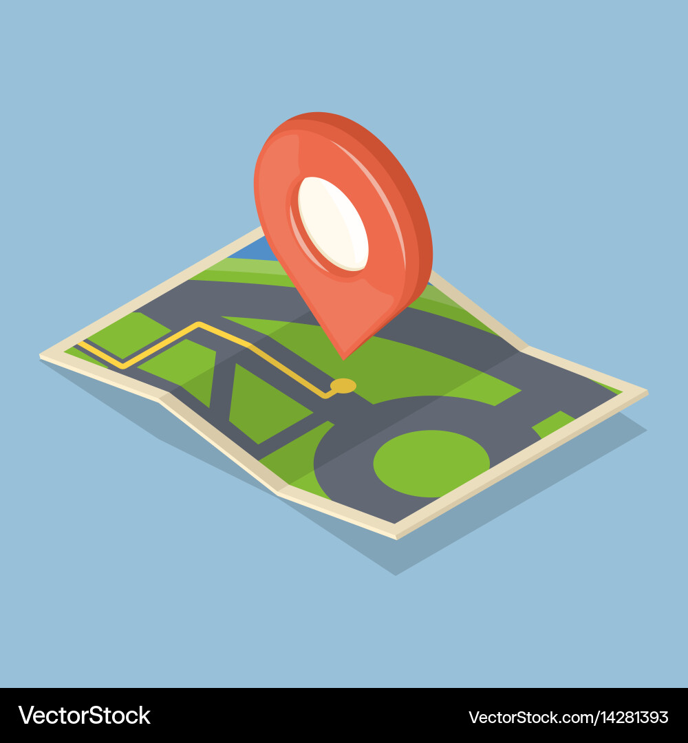 Red pointer on map gps navigation concept icon Vector Image