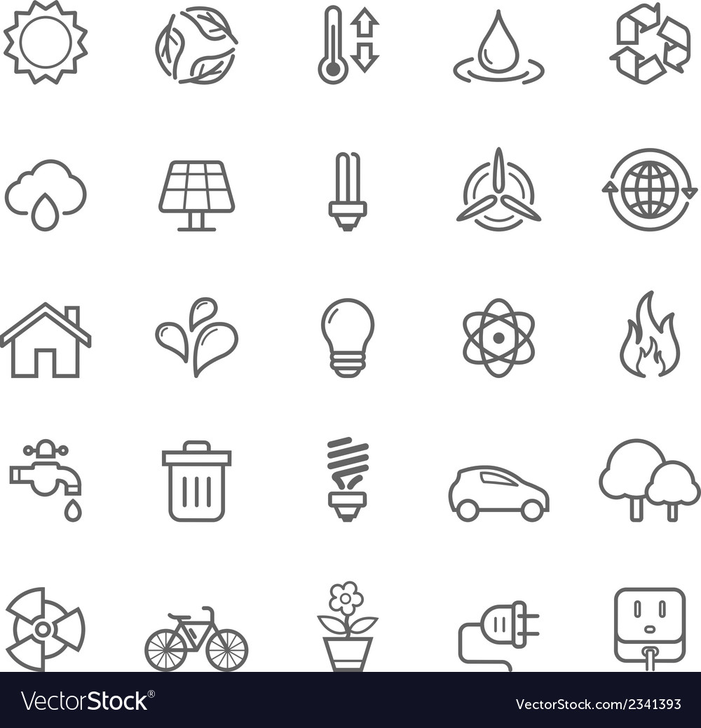 Set of outline stroke ecology icons Royalty Free Vector