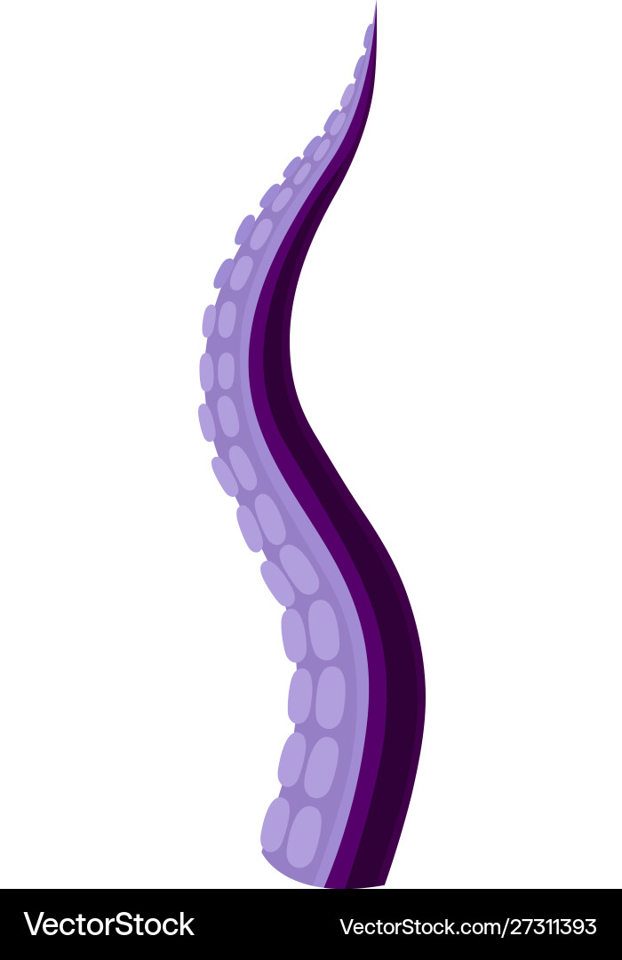 Single Cut Octopus Tentacle Cartoon Royalty Free Vector