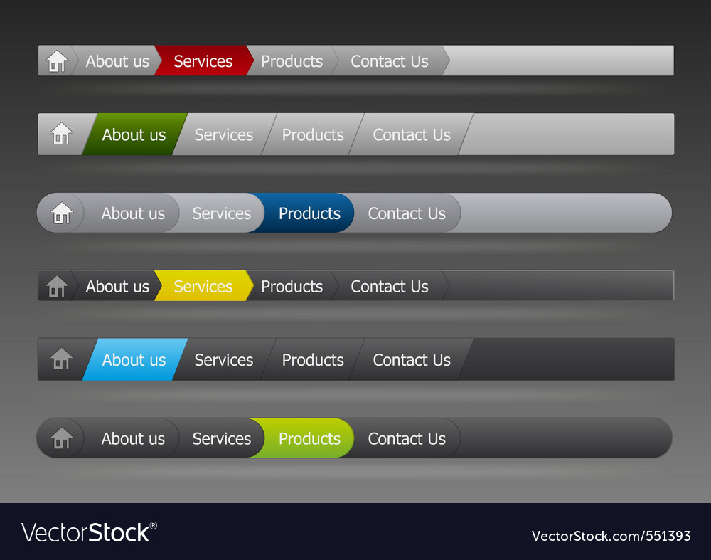 Vector menu in black and gray color Royalty Free Vector