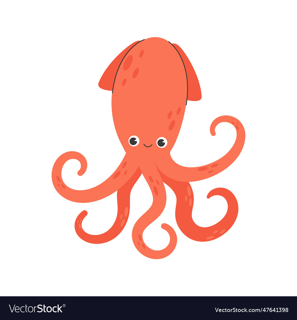 Joyful squid isolated on dark background Vector Image