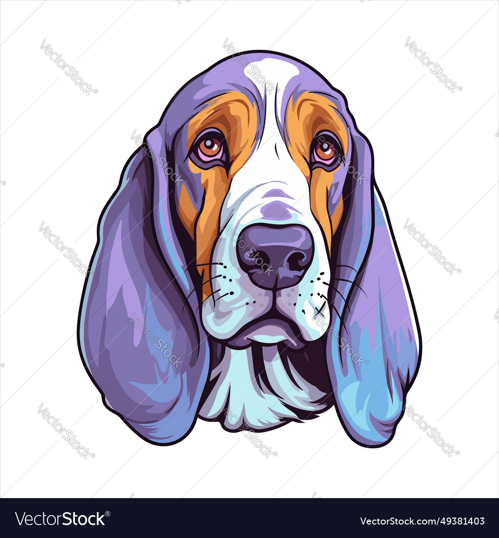 Basset bleu de gascogne dog breed colorful Vector Image