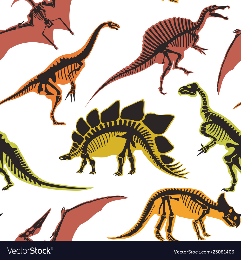 Dinosaurs and pterodactyl types animals Royalty Free Vector