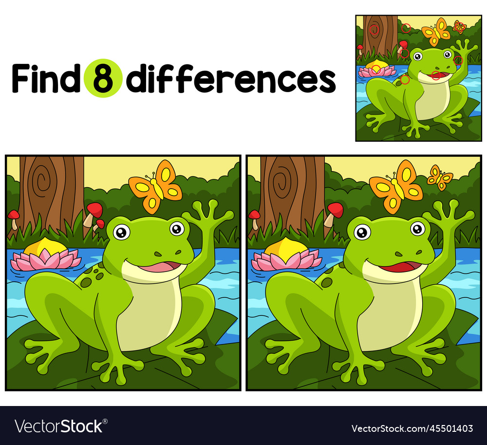 Frog farm find the differences Royalty Free Vector Image