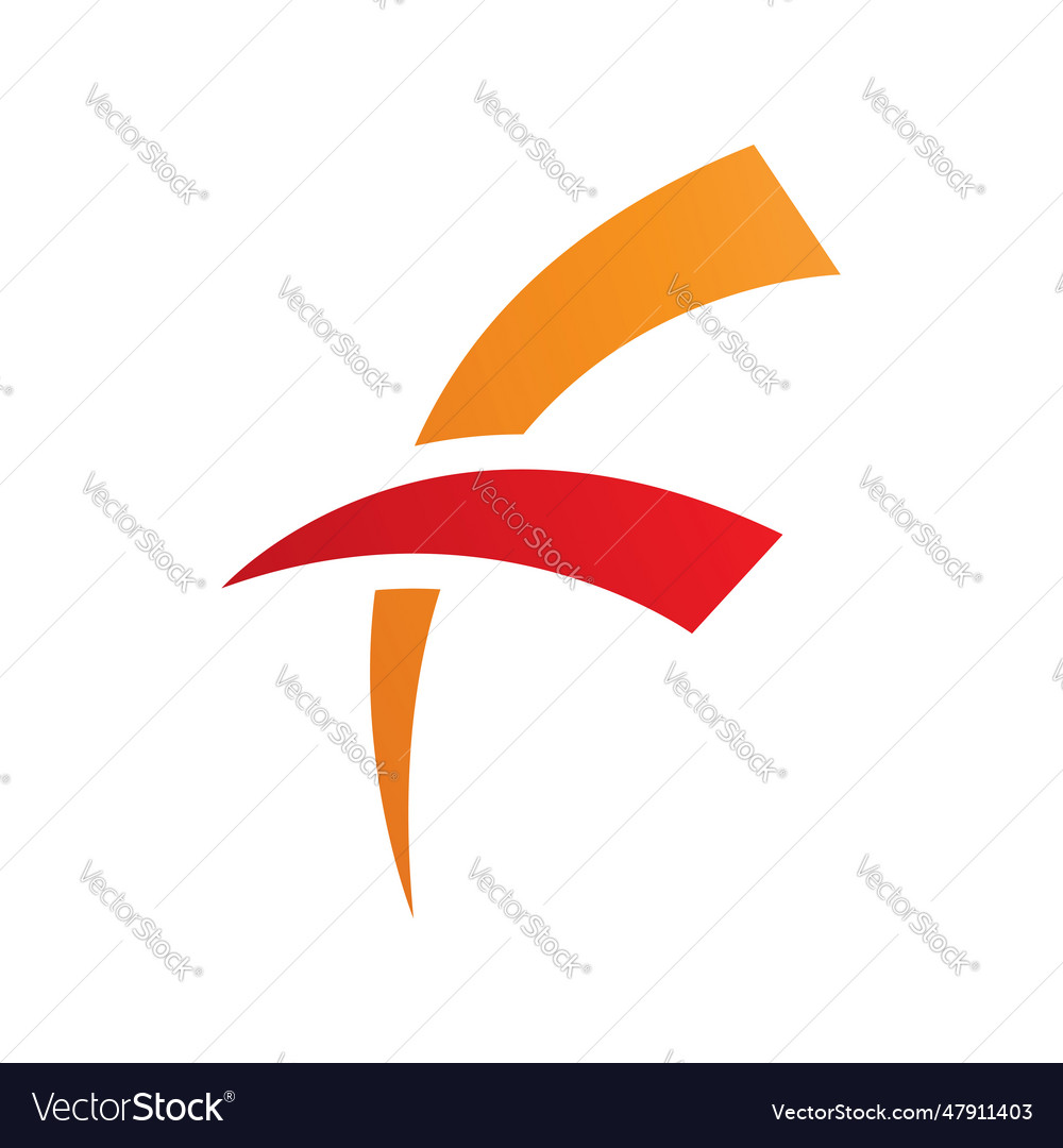 Orange And Red Letter F Icon With Round Spiky Vector Image