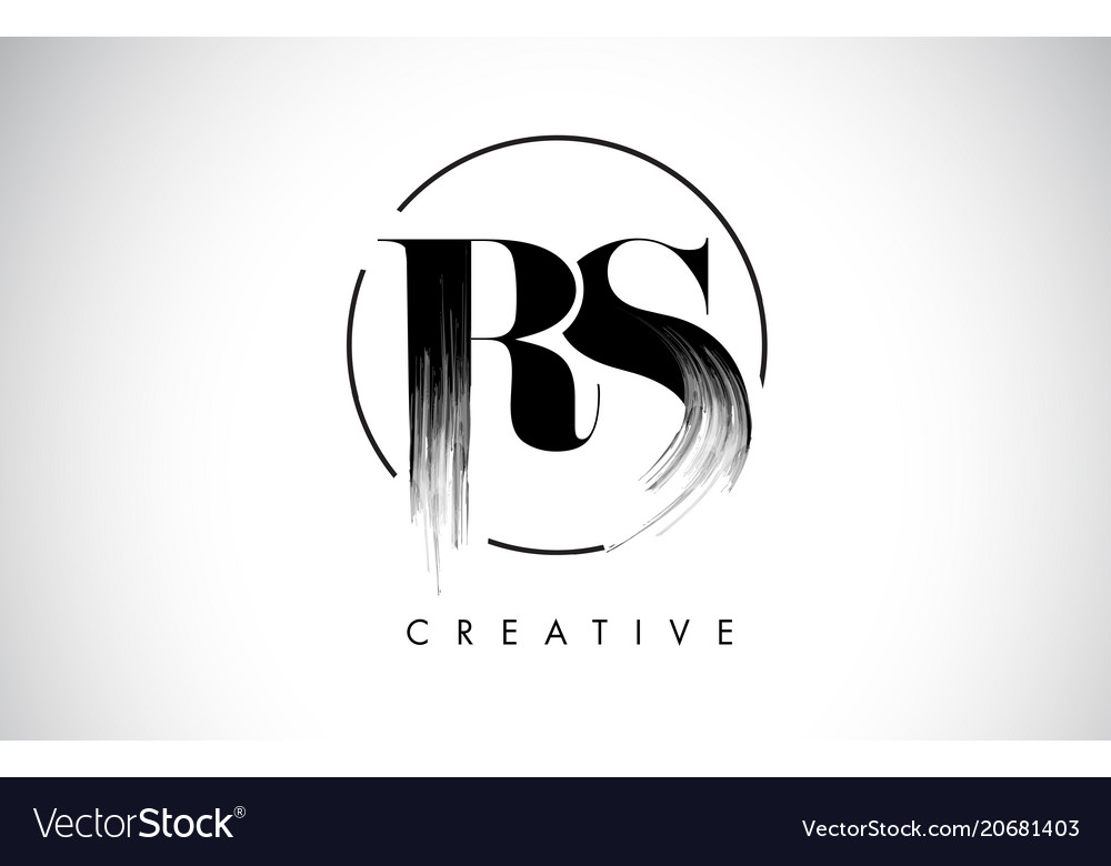 rs brush stroke letter logo design black paint vector image
