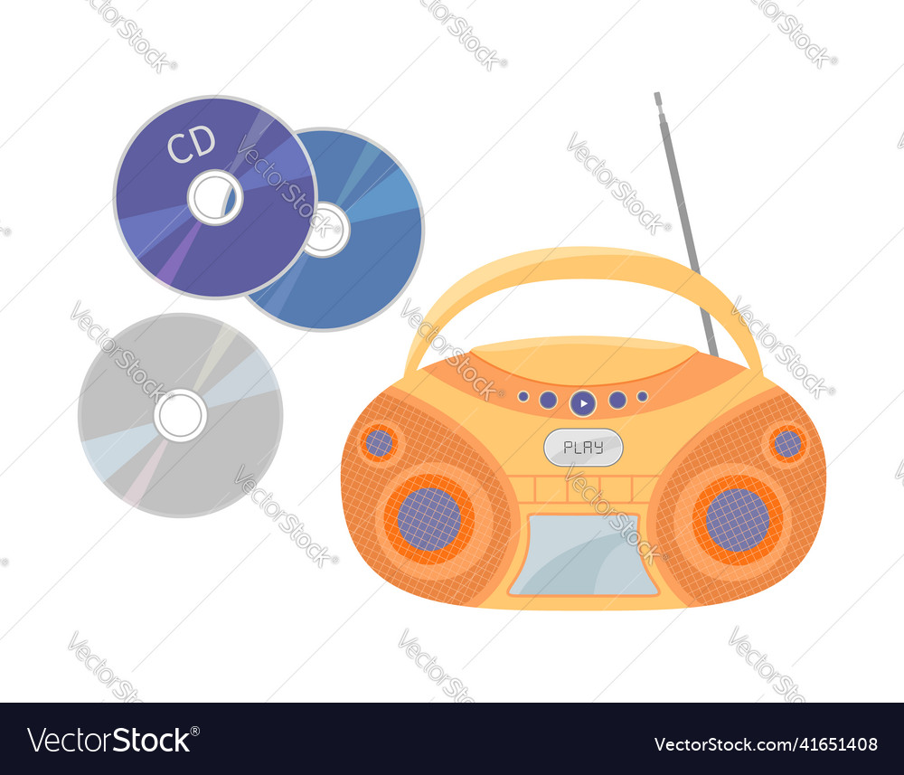 Cd recorder isolated and compact disks 90s Vector Image