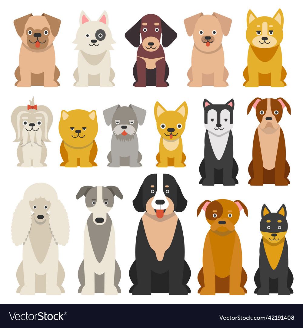 Different funny dogs in cartoon style isolated Vector Image